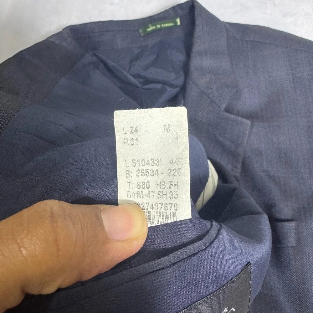 Lauren Ralph Lauren Mens Sport Coat Blazer Blue Plaid Wool Lined‎ Two Button 44R